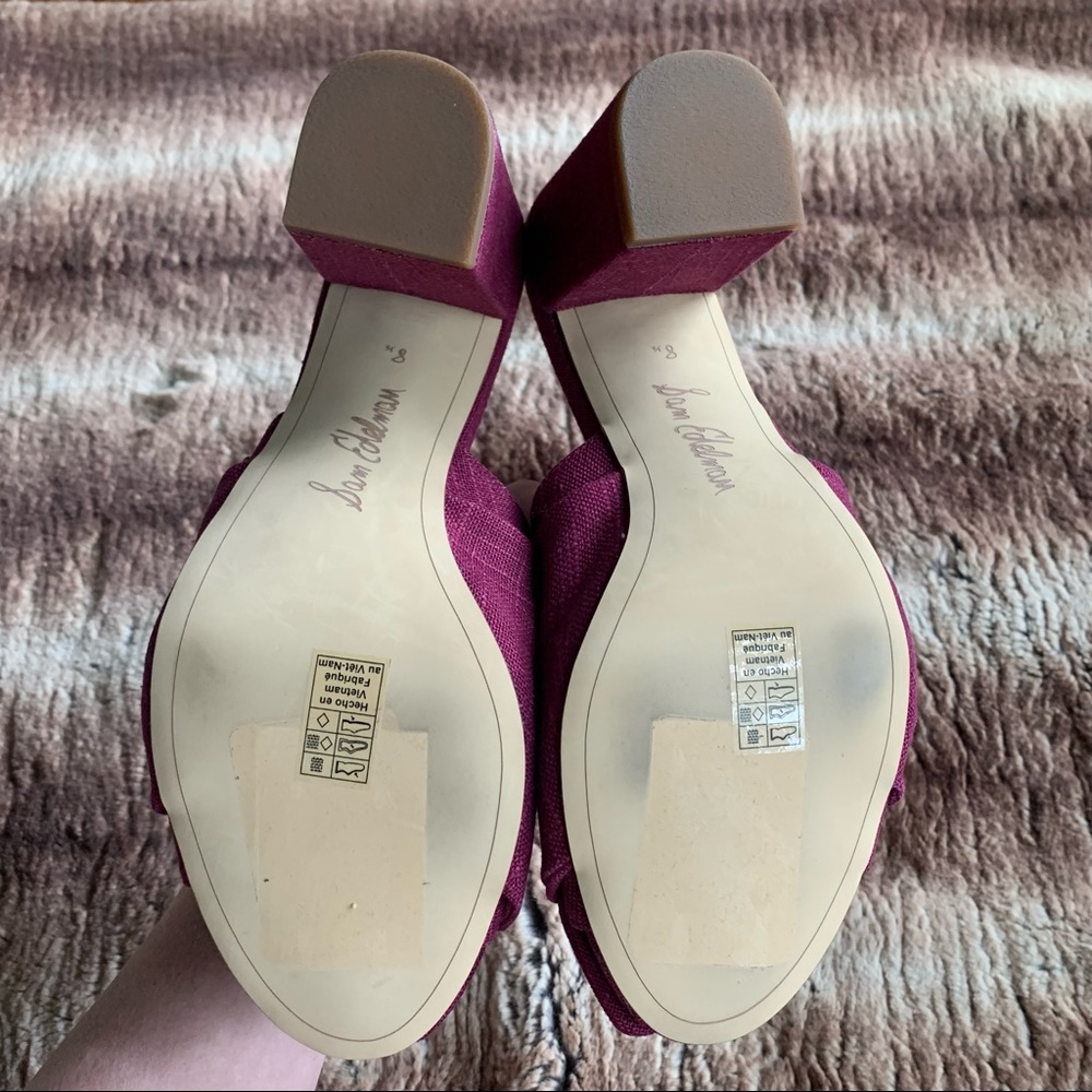 Sam Edelman Fuchsia Knotted Open-Toe Block Heel Sandals - Picture 8 of 8
